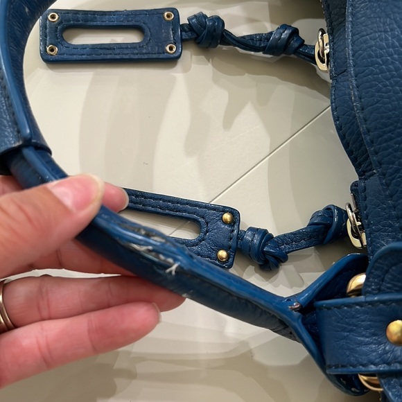 CHLOE BLUE LEATHER SATCHEL TOTE BAG - Picture 15 of 17